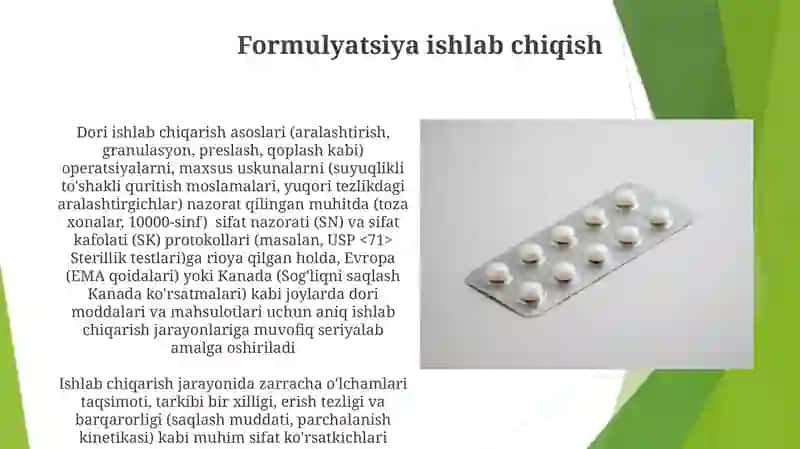 Farmasevtik mahsutlar ishlab chiqarishni asoslari 4