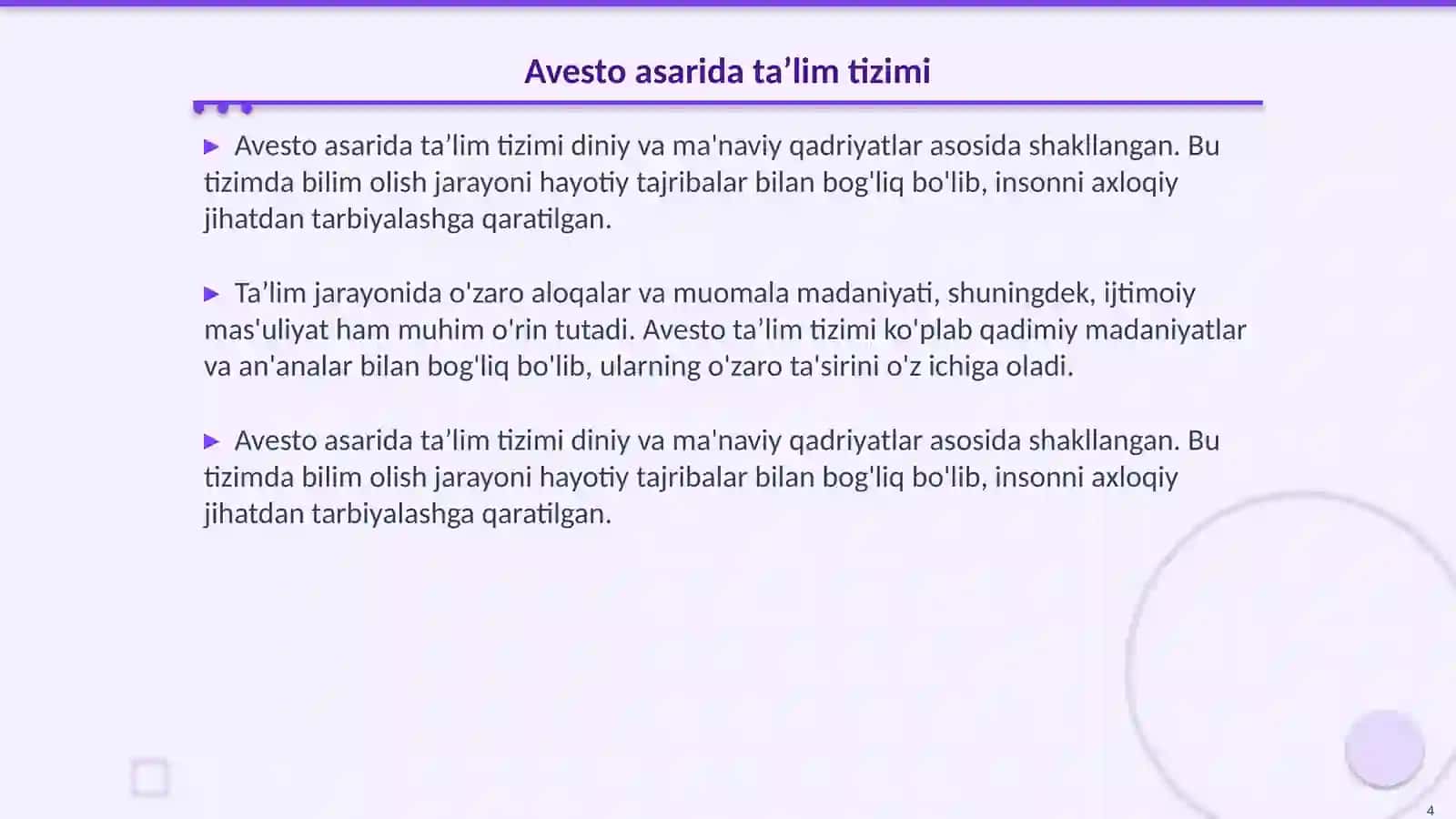 "Avesto"da taʼlim-tarbiyaga oid fikrlar 4