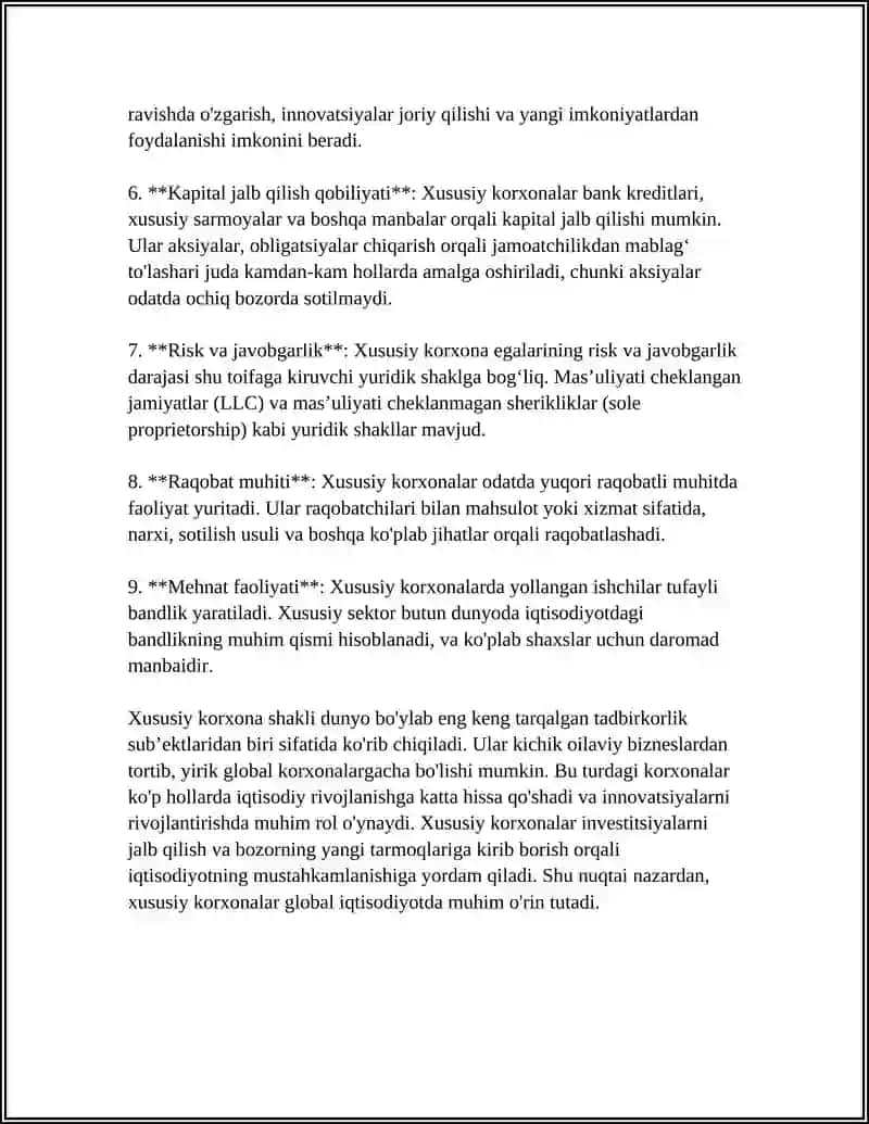 Xususiy korxonalarning Tashkiliy Iqtisodiy Asoslari 4