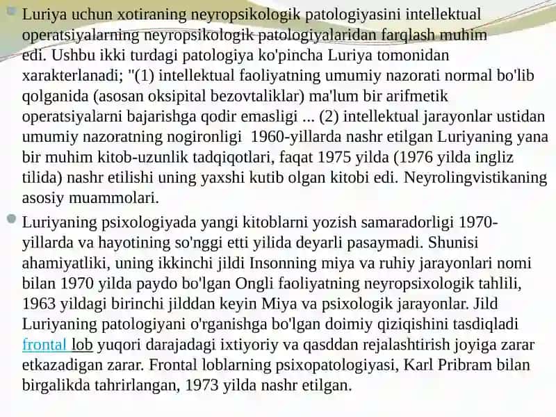 Luriyaning xotiraga doir tadqiqotlari 4