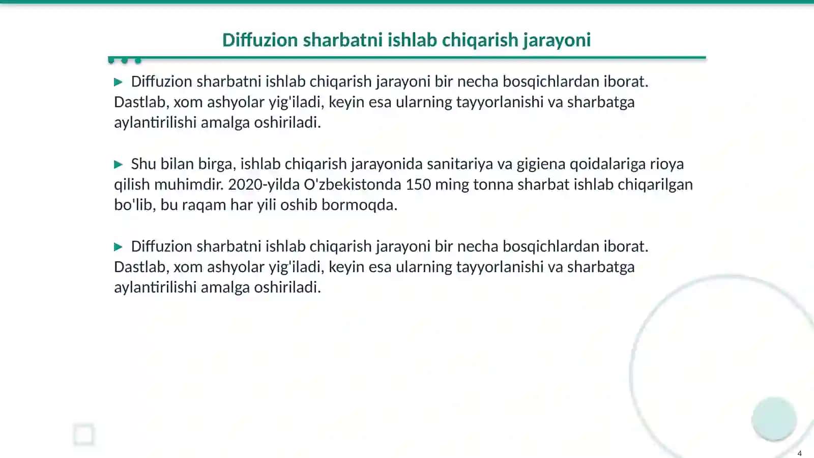 Diffuzion sharbatni tozalash 4