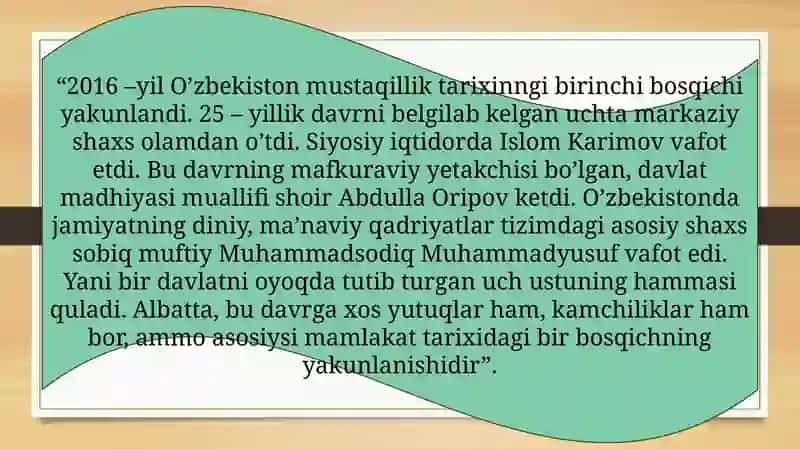 O’zbekiston Respublikasida 2016 yil va 2022 yil misolida 4