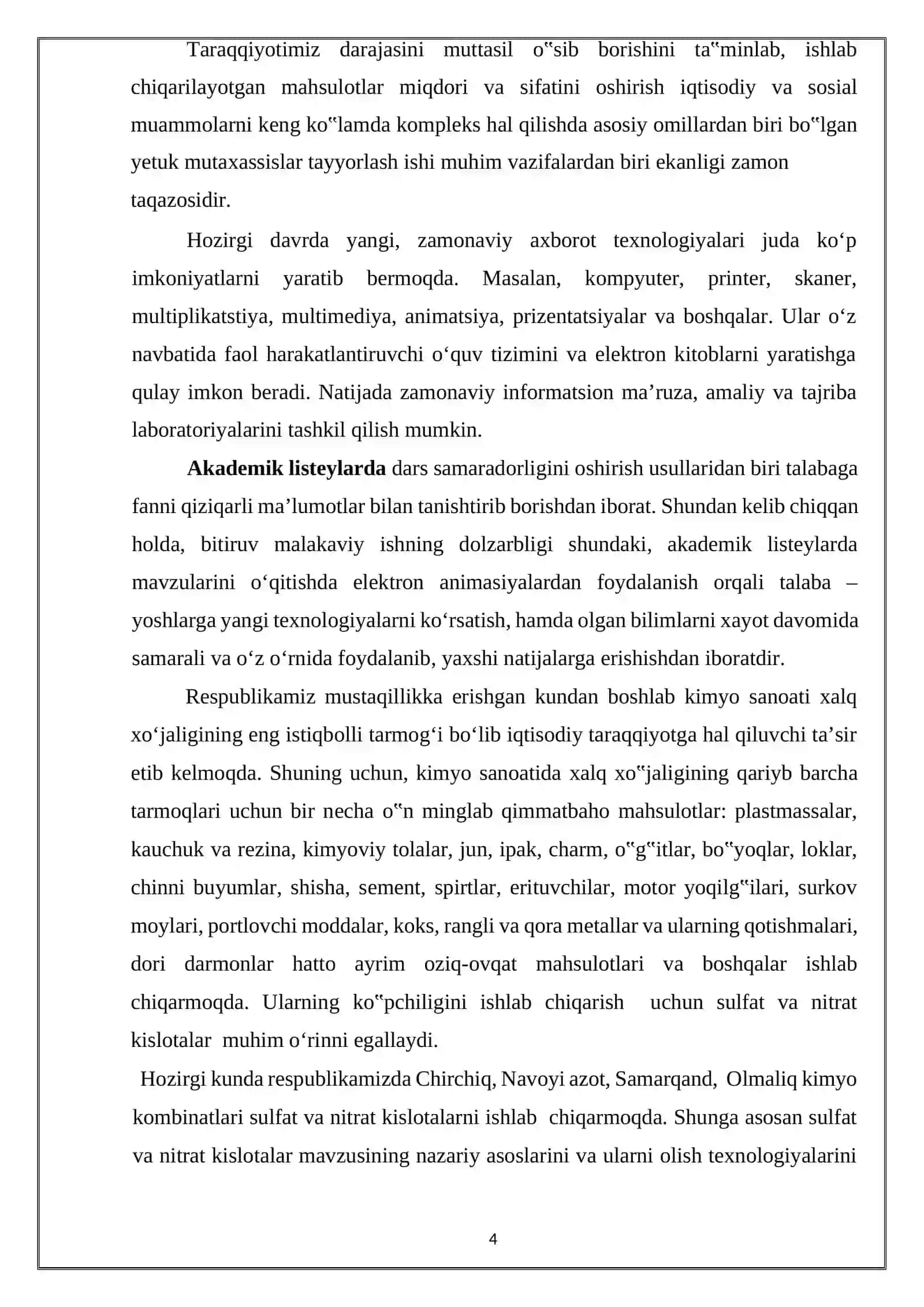 Akademik litseyda sulfat va nitrat kislotalar ishlab chiqarish mavzusini animatsion usulda o‘qitish 4