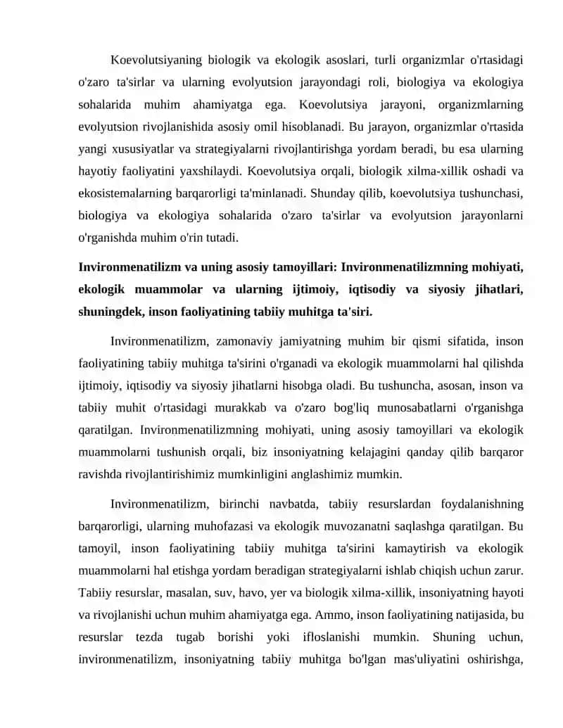 Koevolutsiya va invironmenatilizm dialektikasi 4