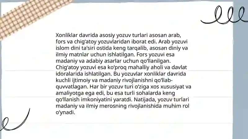 Xonliklar davri yozuvlar tarixi 4