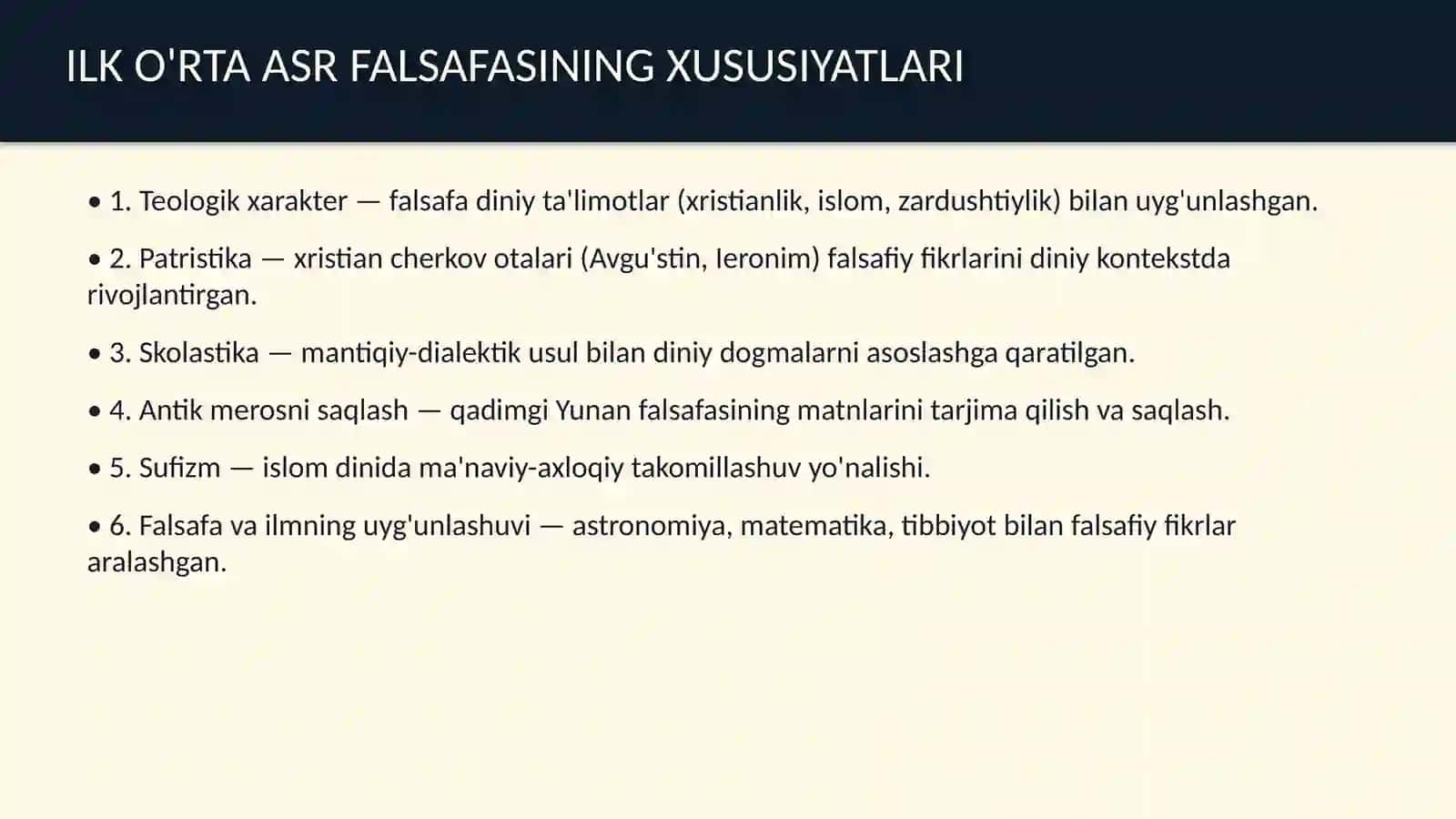 Ilk oʻrta asr Sharq falsafasi va uygʻonish davri 4