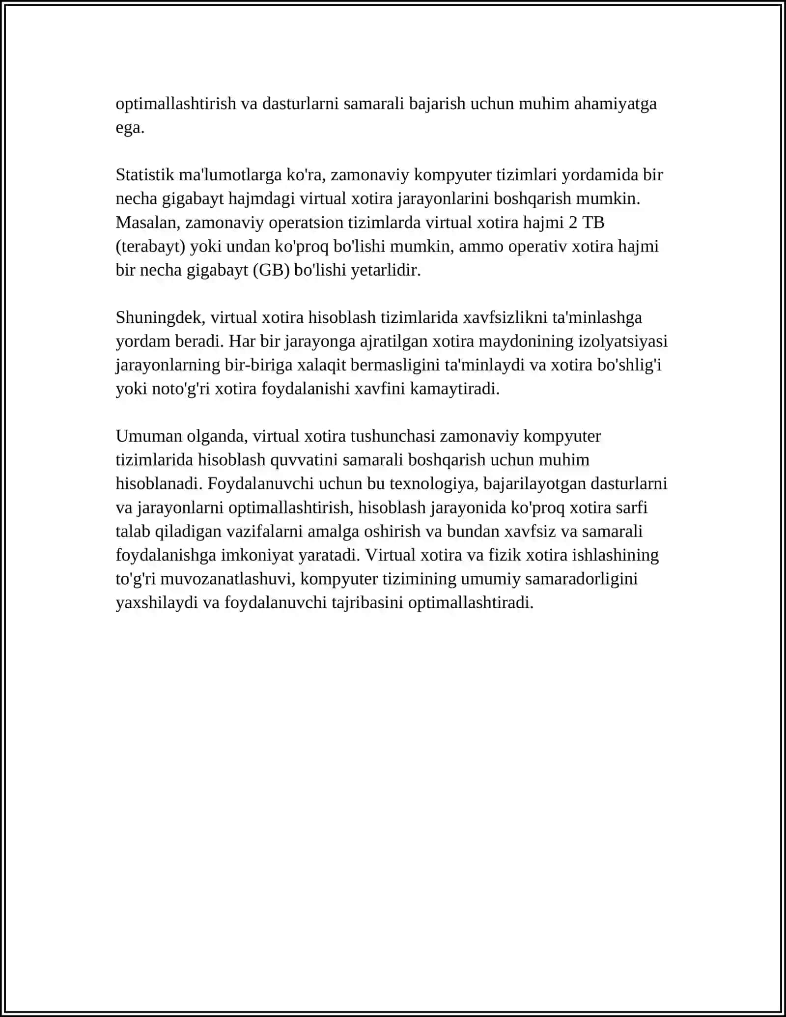 OPERATSION TIZIMLARDA VIRTUAL XOTIRA TUSHUNCHASI 4