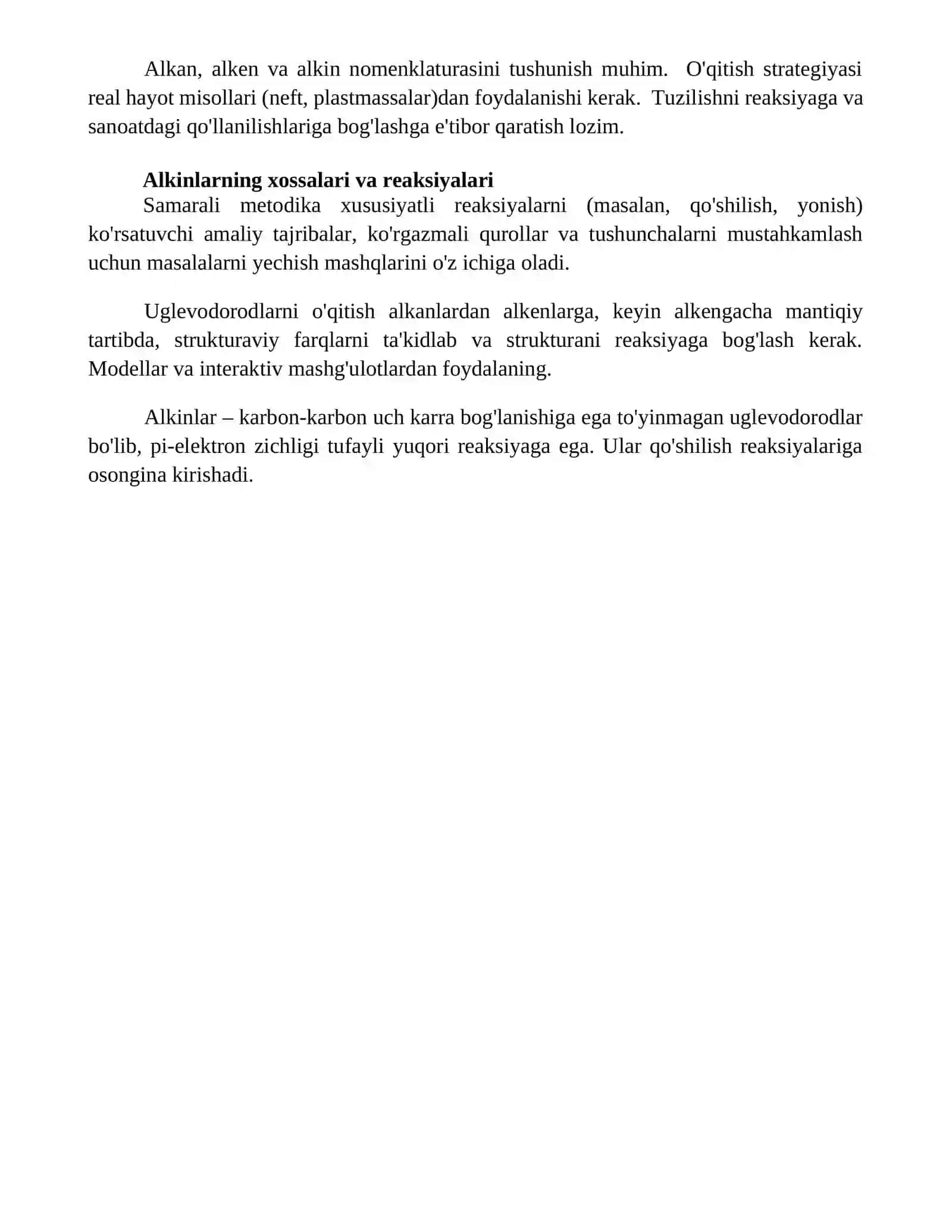 Uglevodorodlar va ularning xossalarini oqitish metodikasi 4