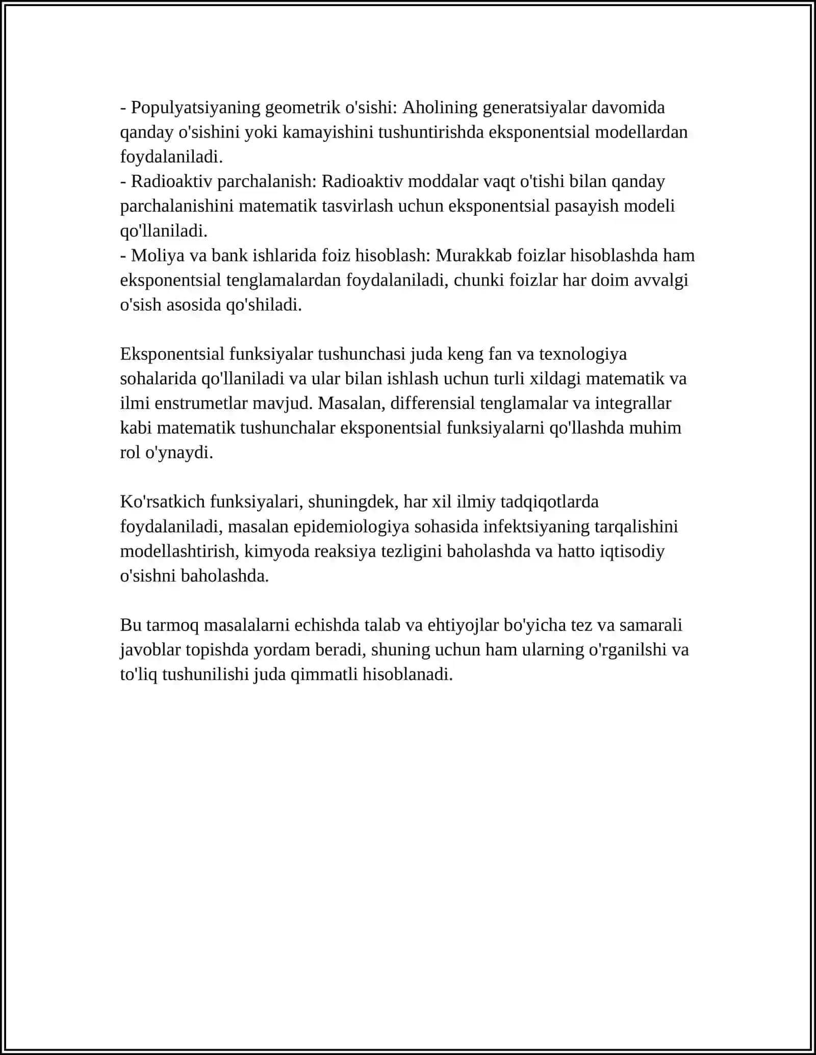 KO‘RSATKICH FUNKSIYALARI 4
