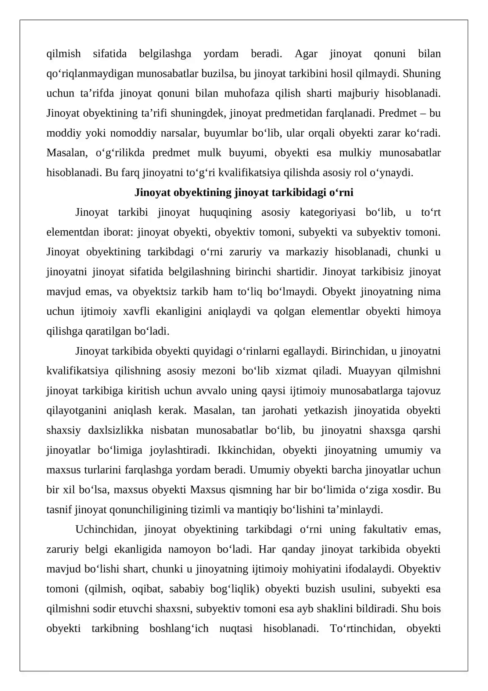 Jinoyatning obyekti 4