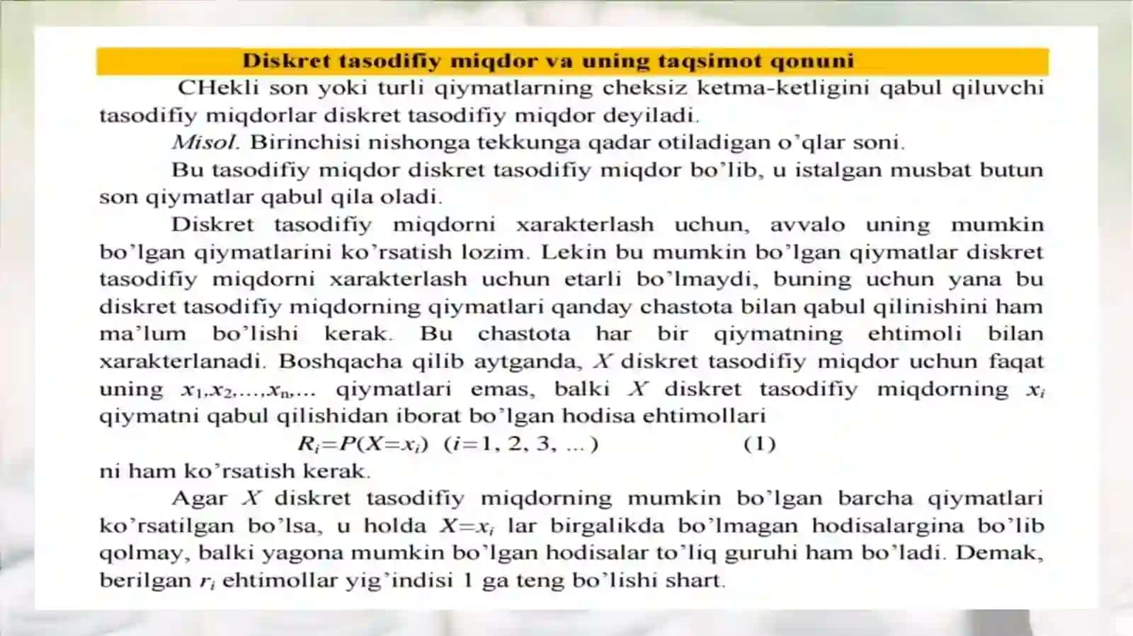 Tasodifiy miqdorning sonli xarakteristikalari 4