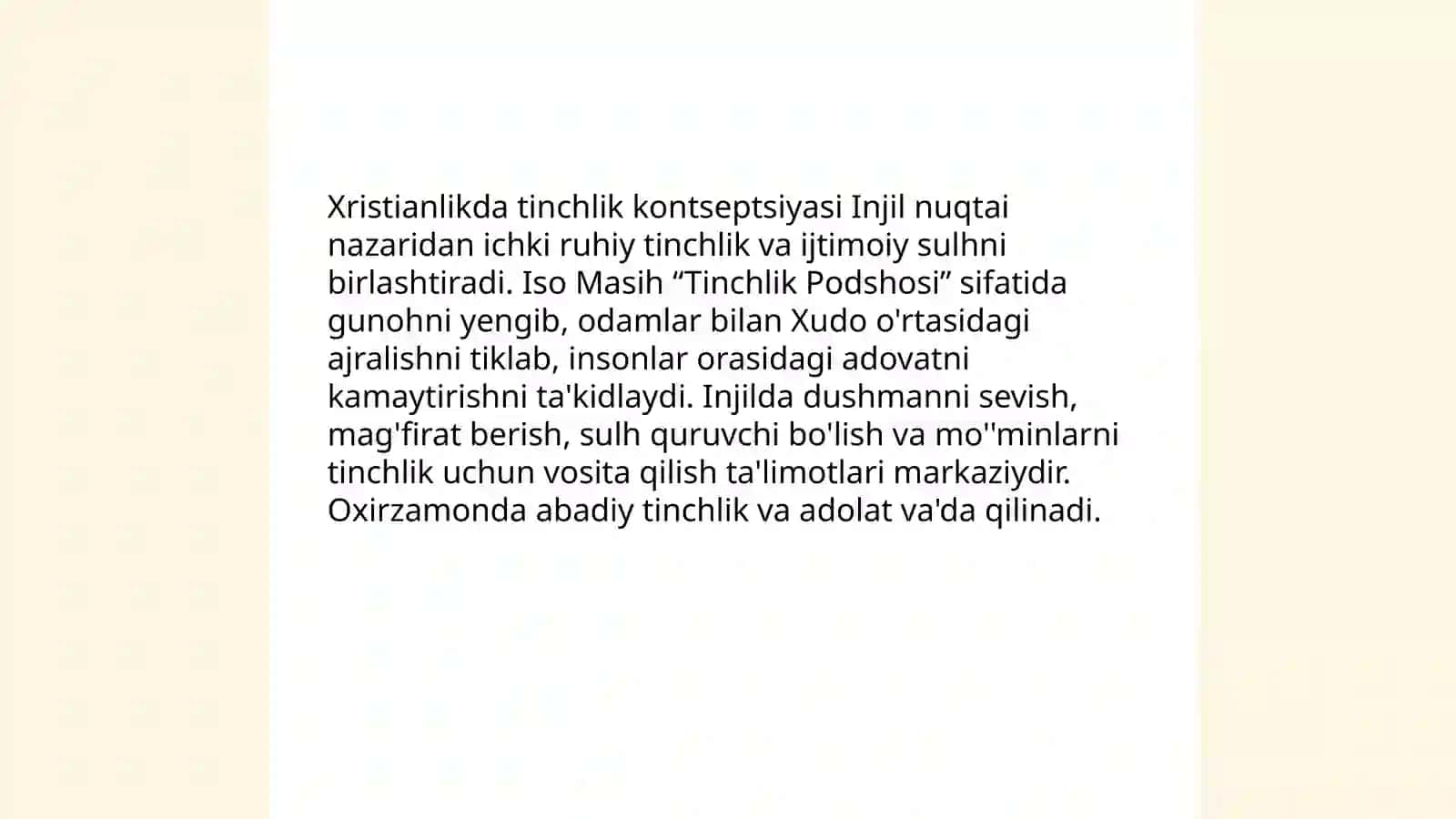 Dunyo dinlari tinchlik g'oyasi 4