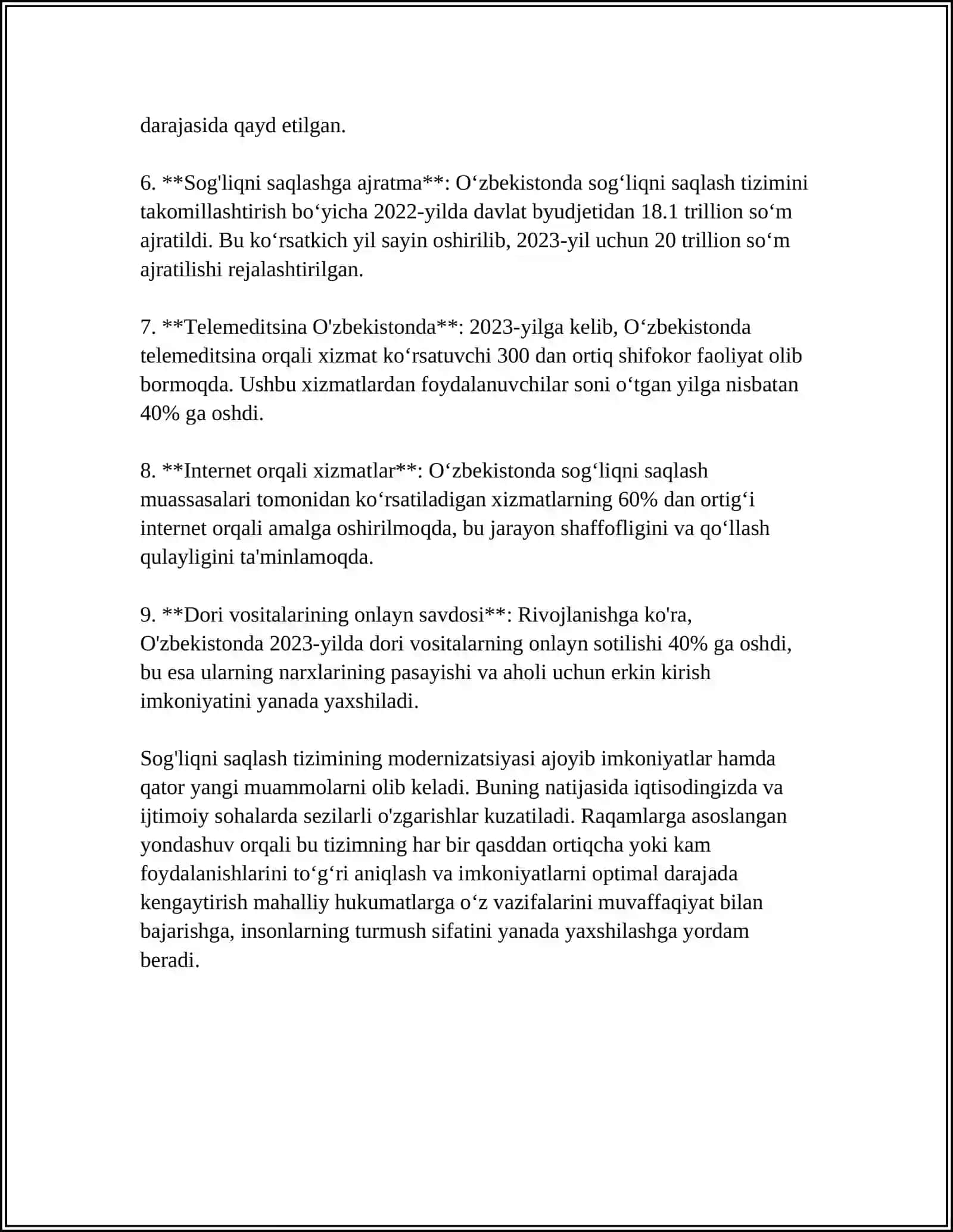 O'ZBEKISTON RESPUBLIKASIDAGI IJTIMOIY SOHADAGI ISLOHOTLAR 4