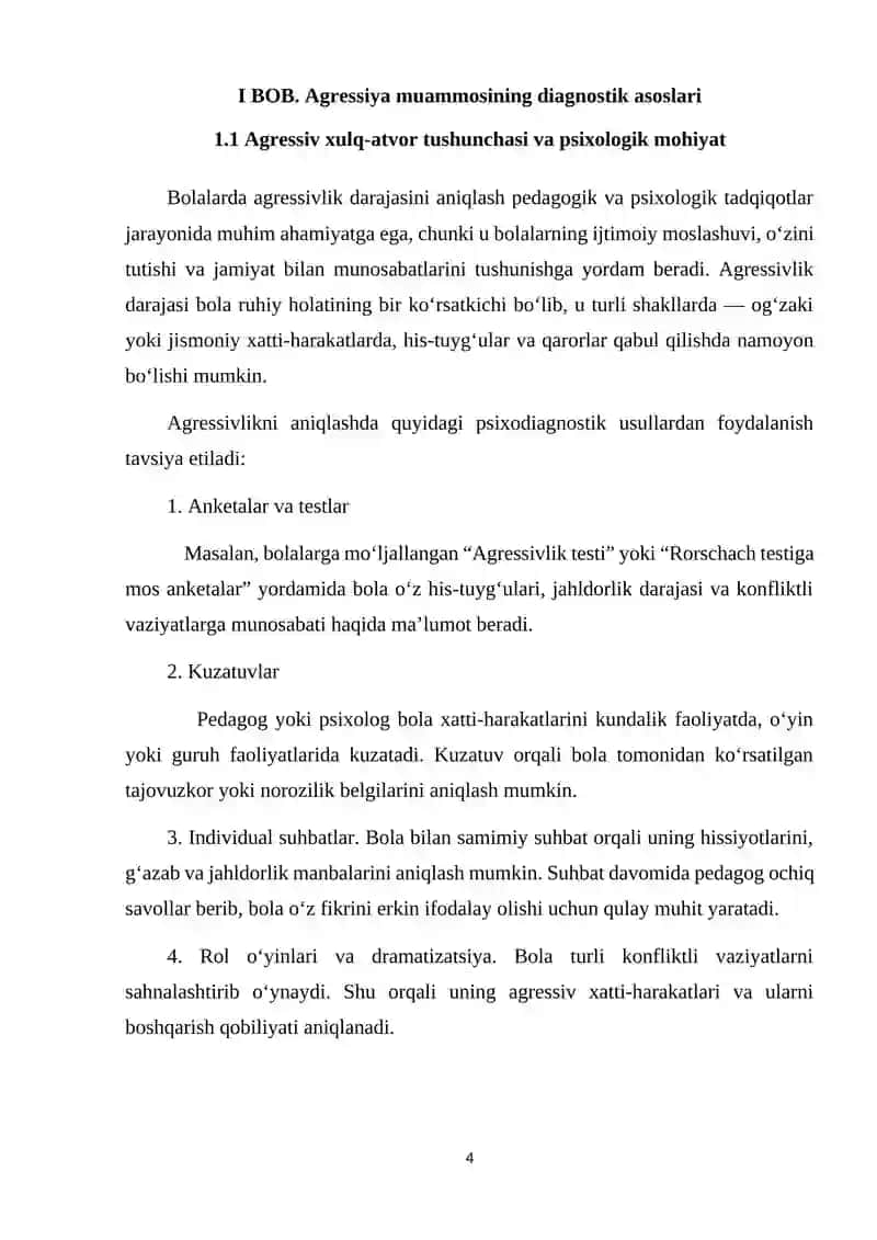 BOLALARDA AGRESSIVLIK DARAJASINI ANIQLASH USULLARI 4