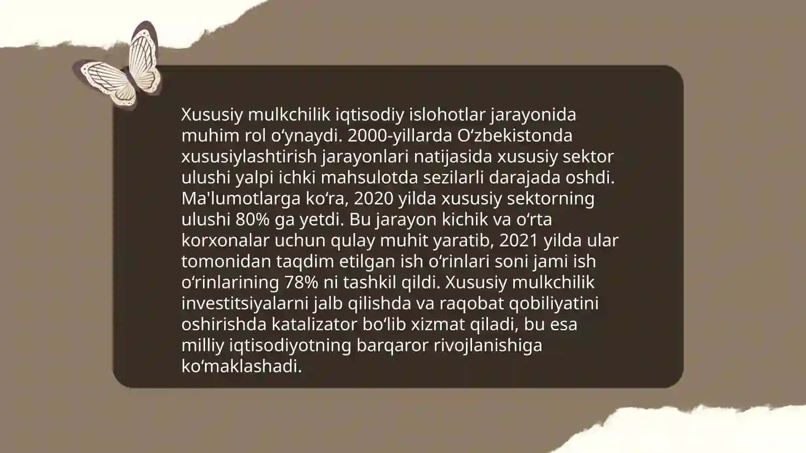 Iqtisodiy islohotlar xususiy mulkchilikning shakillanishi 4