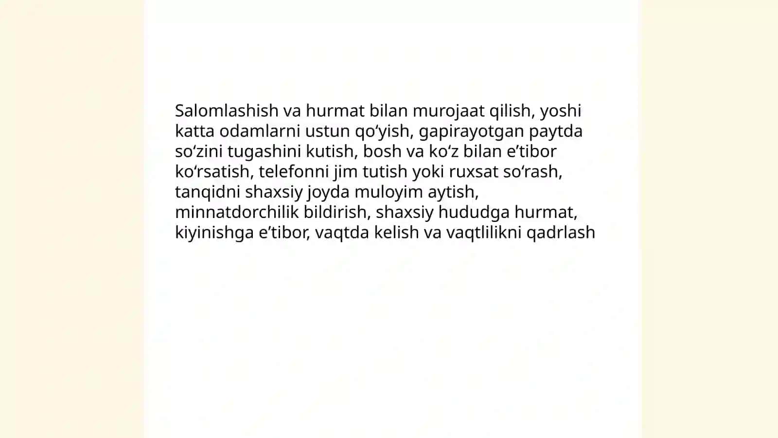 Muomila uchun zarur odoblar 4