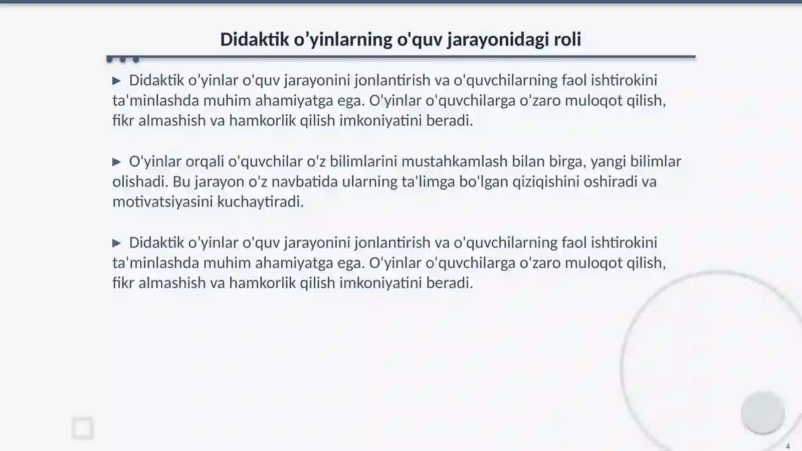 Didaktik o’yinlarning ta’rifi va maqsadi 4