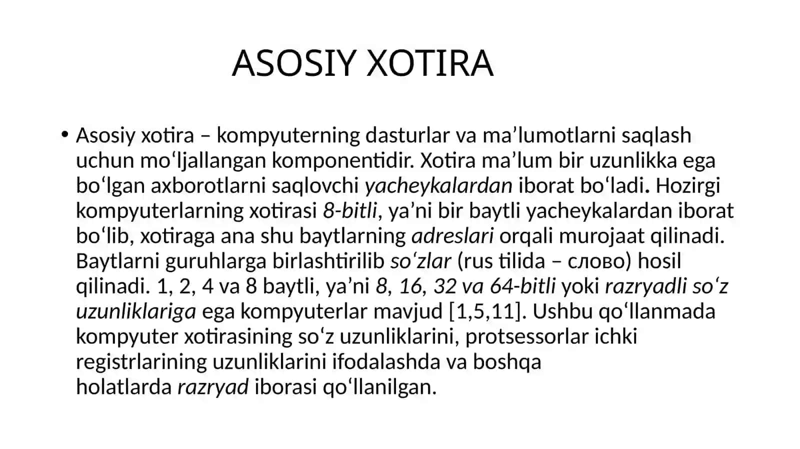 KOMPYUTERNING ASOSIY XOTIRASI 4
