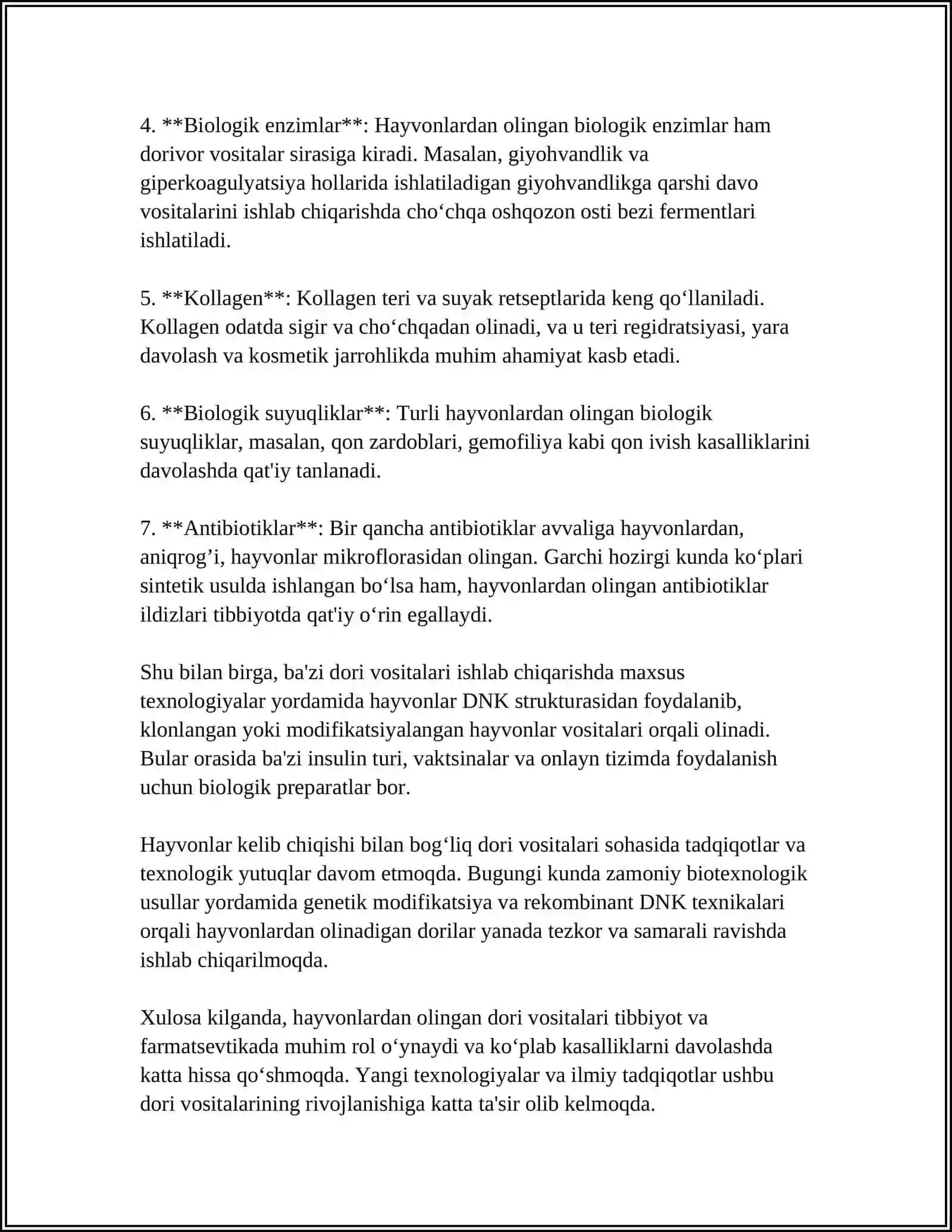 Hayvonlardan olingan dori vositalari 4