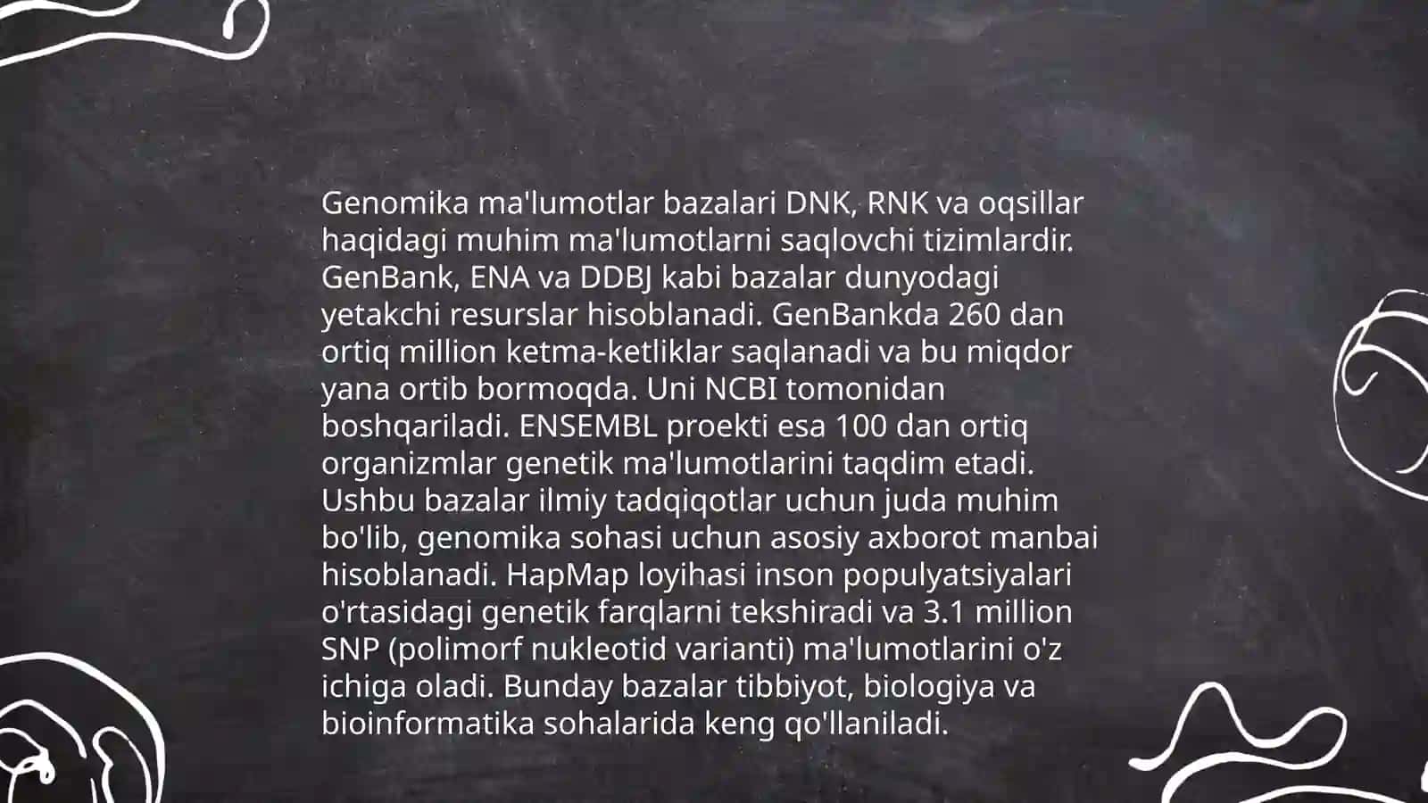 Bioinformatika va ma'lumotlar bazalari asoslari 4