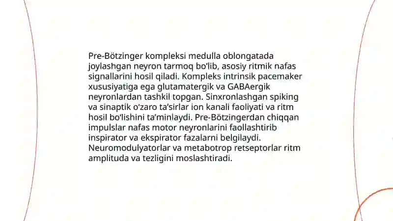 Nafasning boshqarilishi. To'qimalarda gaz almashinuvi 4
