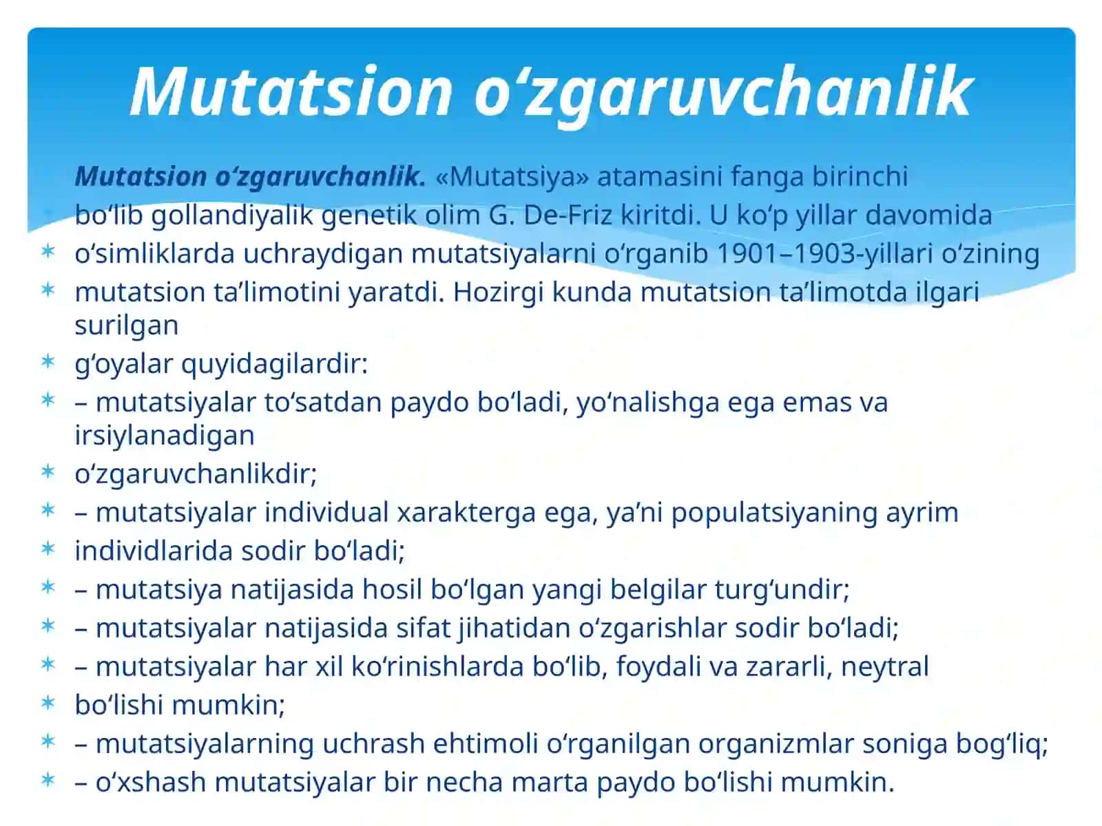 O‘zgaruvchanlik va uning shakllari 4