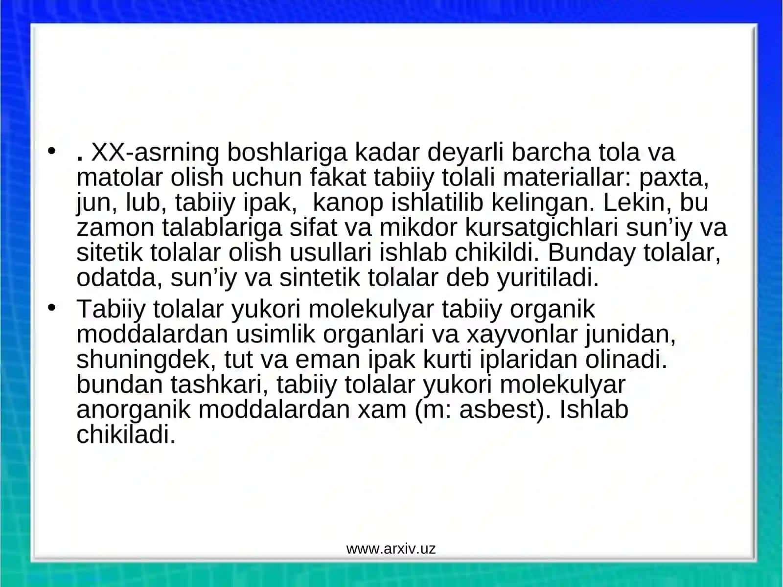 Sun’iysintetiktolalar va iplar 4