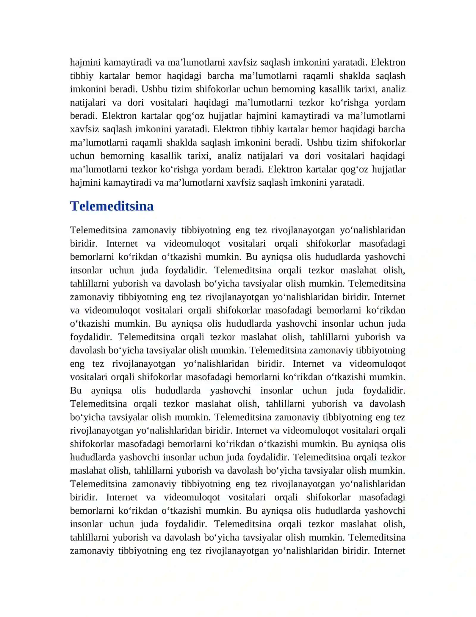 TIBBIYOTDA AXBOROT TEXNOLOGIYALARI ELEKTRON DARSLIK 4