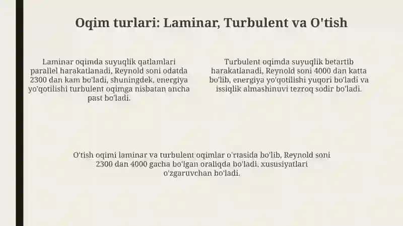 Havoning quvurlardagi tezlik turlari 4