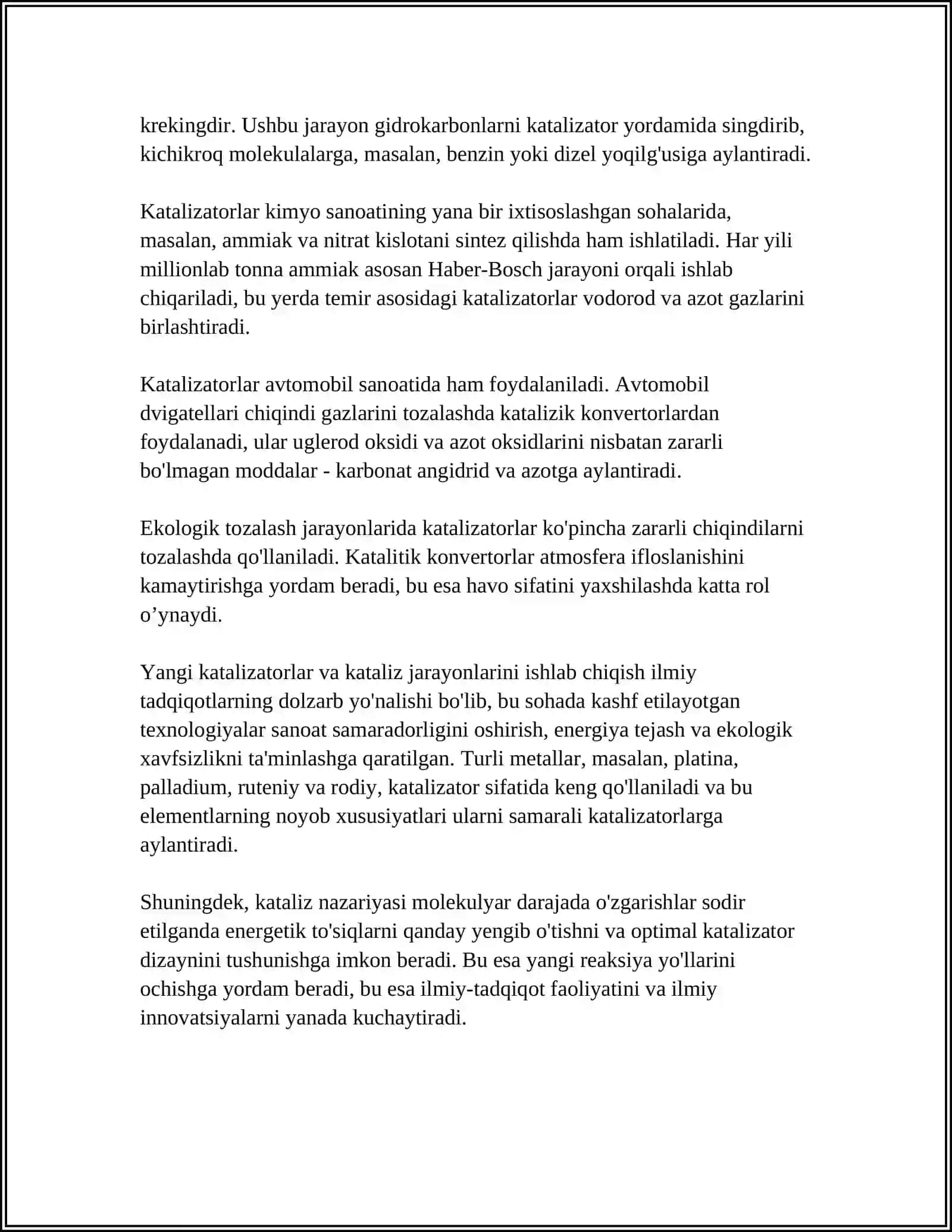 KATALIZ NAZARIYALARI. FERMENTATIV KATALIZ 4