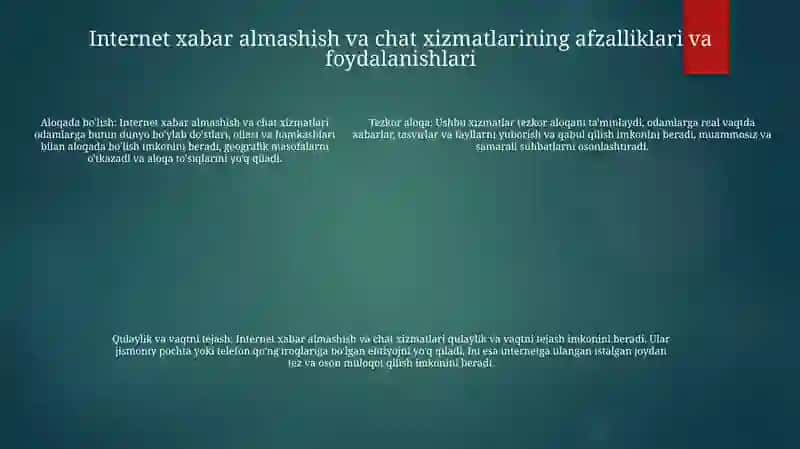 Internetda Xabar Almashish Va So‘Zlashuv Xizmatlari 4