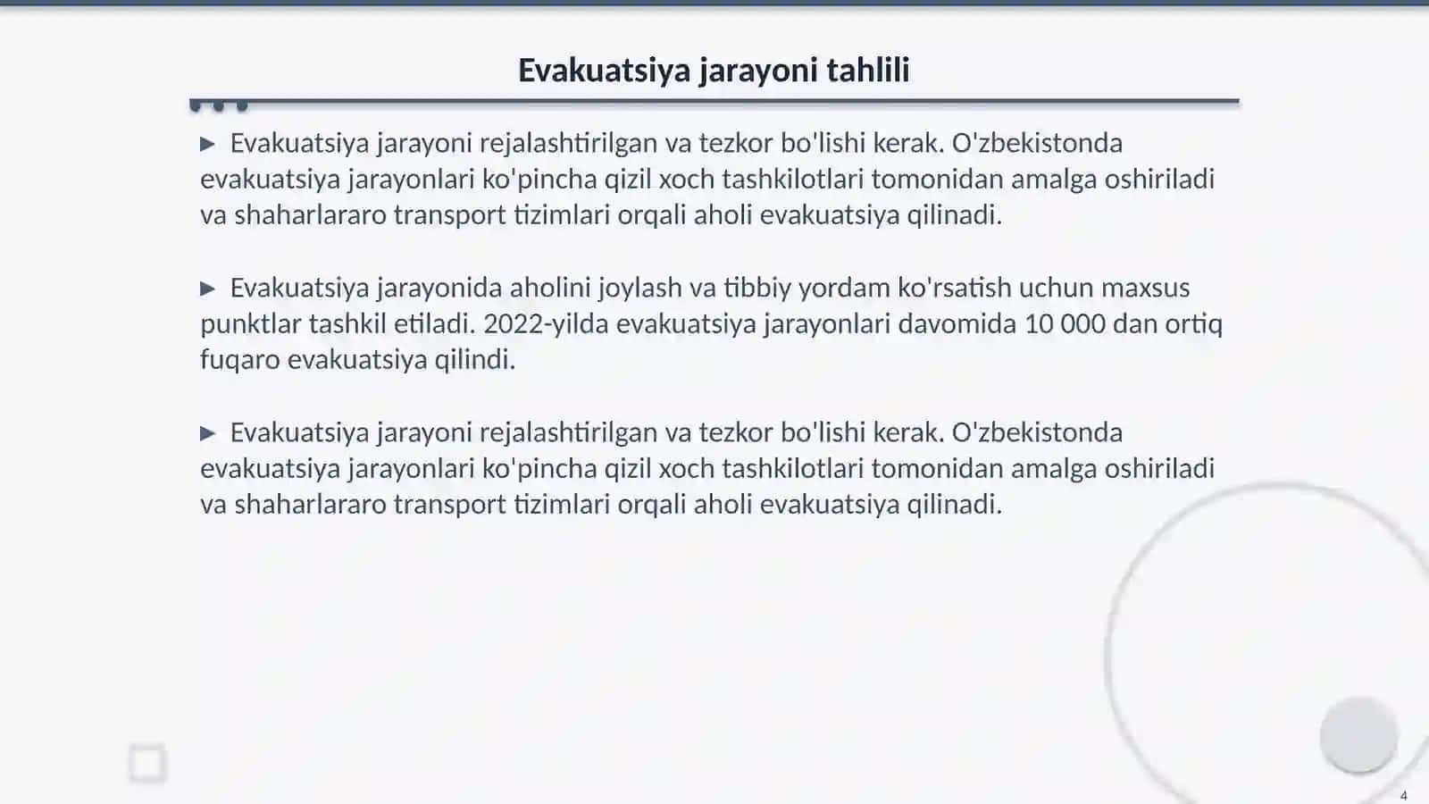 Evakuatsiya va tibbiy ta'minlash 4