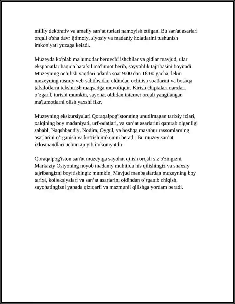 I.V.SAVISKIY NOMIDAGI QORAQALPOG’ISTON DAVLAT SAN’AT MUZEYIGA SAYOHAT 4