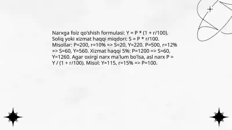 Sonning foizini topishga doir matnli masalalar 4
