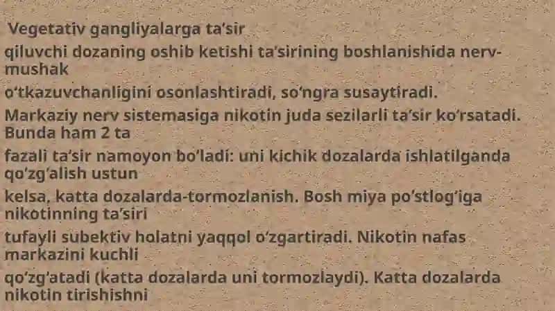 NIKOTINGA SEZGIR XOLINORESEPTORLARGA TA’SIR QILUVCHI VOSITALAR 4