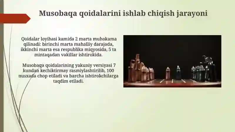 Musobaqa qoidalari va ularni tashkil qilish 4