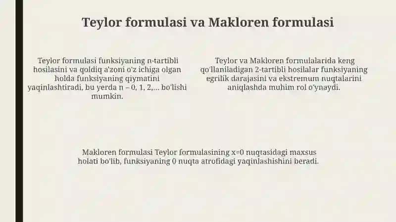 Yuqori Tartibli Hosilalar va Differensiallar 4