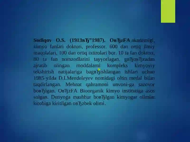 O'zbekistonda Kimyo Fanining Rivojlanishi 4