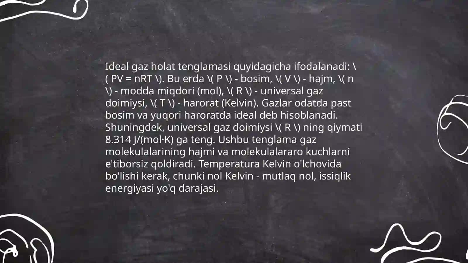 Gaz qonunlari. Molekulaning erkinlik darajalari 4