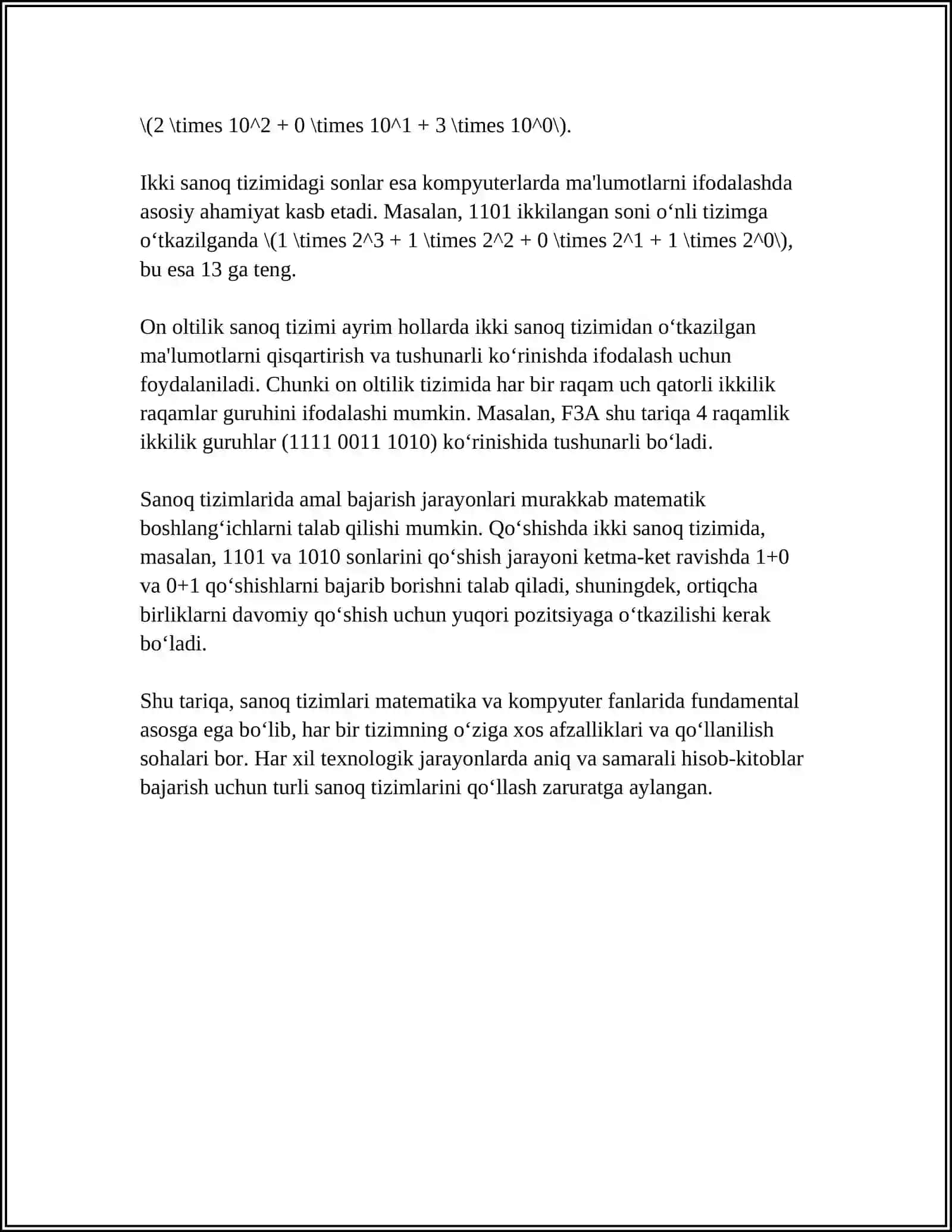 Sanoq tizimasi 4