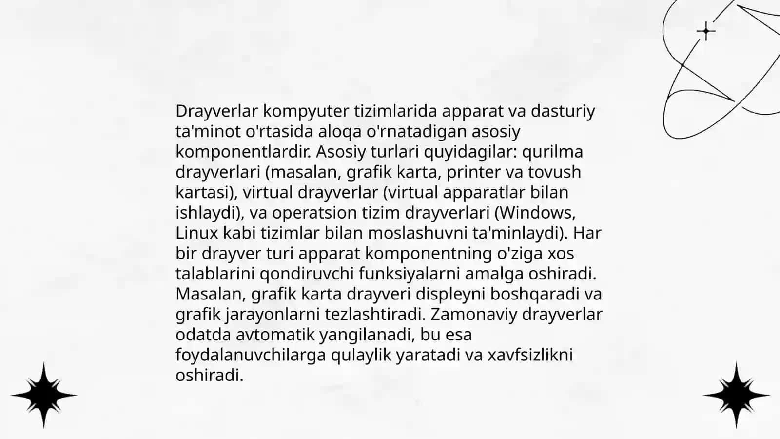 Drayverlar tushunchasi va funksiyalari 4