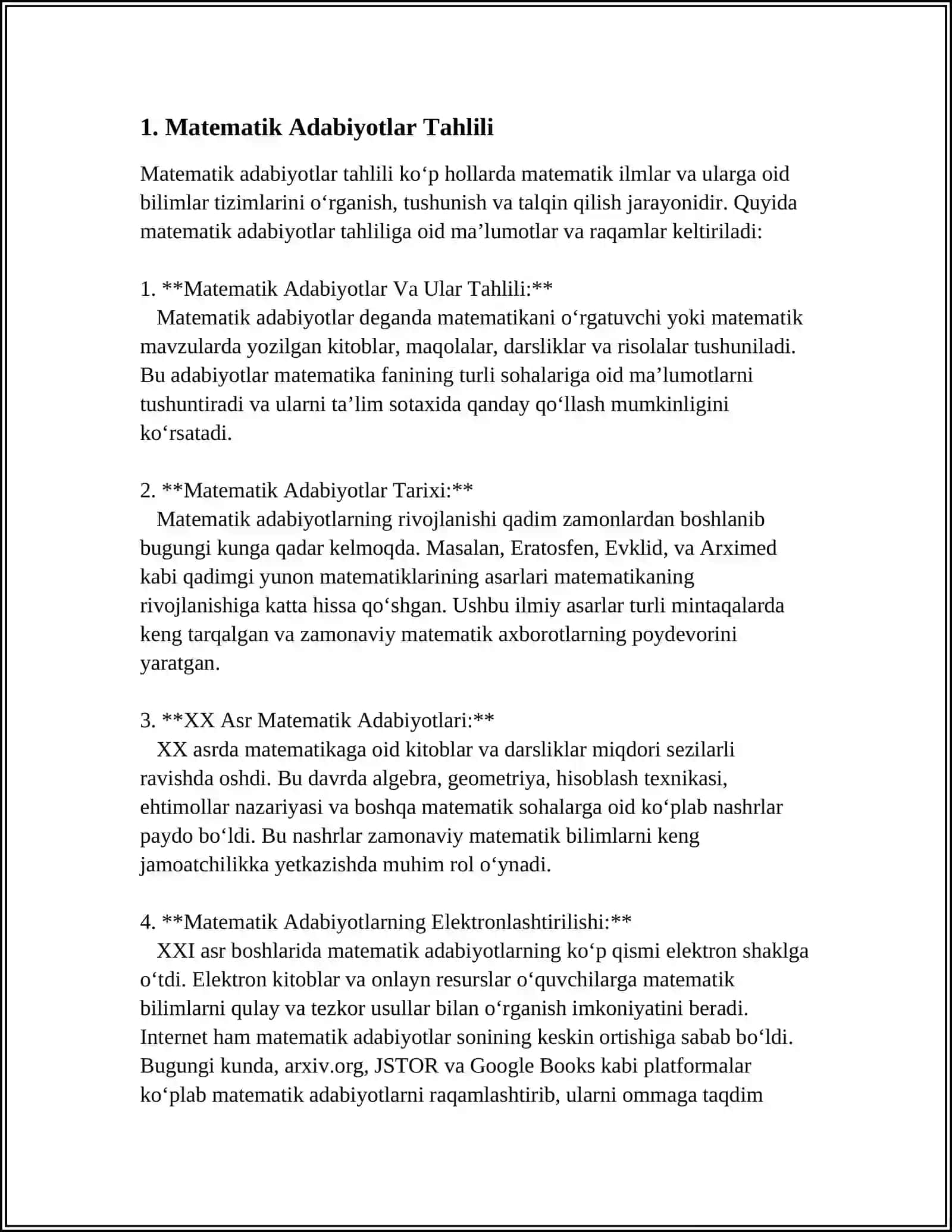 Matematik Adabiyotlar Tahlili 4