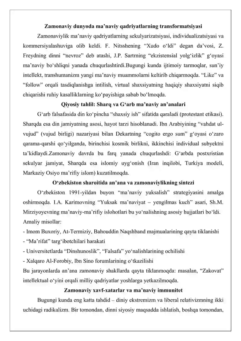 Din falsafasi va ma’naviy qadriyatlar: an’ana va zamonaviylik 4
