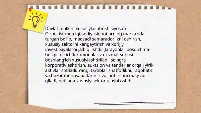 Iqtisodiy islohotlar xususiy mulkchilikning shakllanishi 4