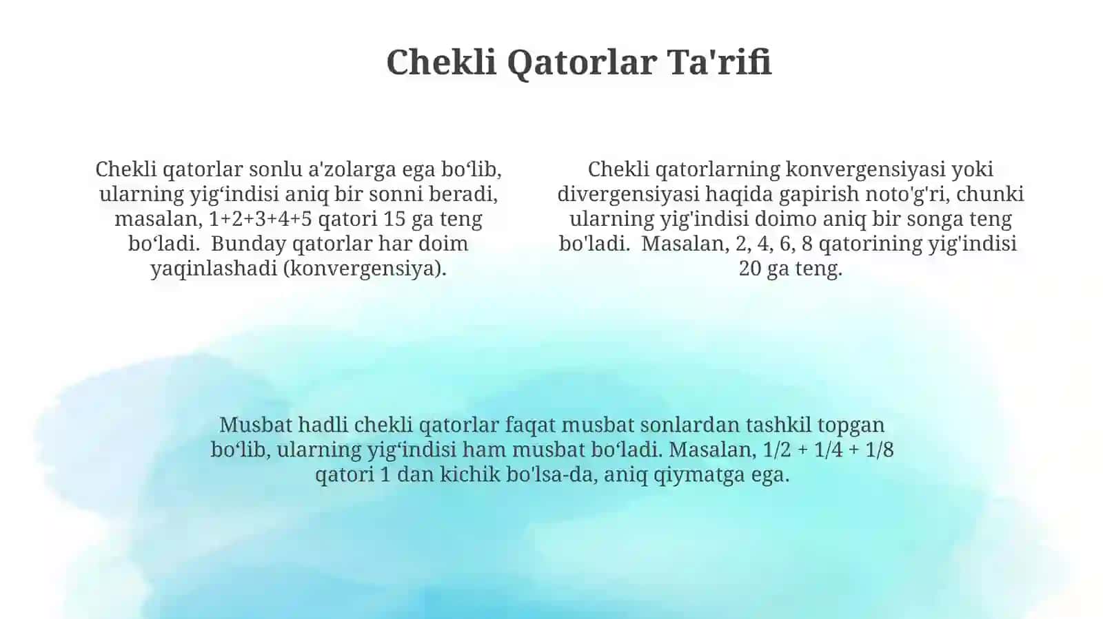 Musbat Qatorlar 4