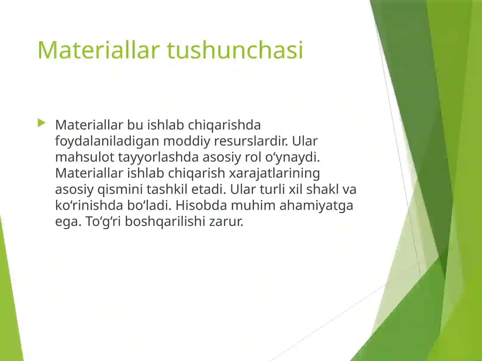 Materiallar hisobi 4