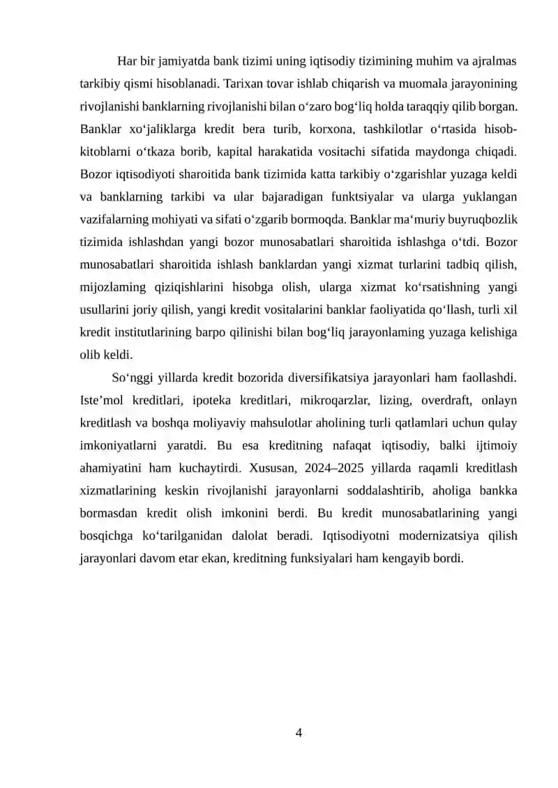 Kreditning zaruriyat va uni belgilovchi omillar 4