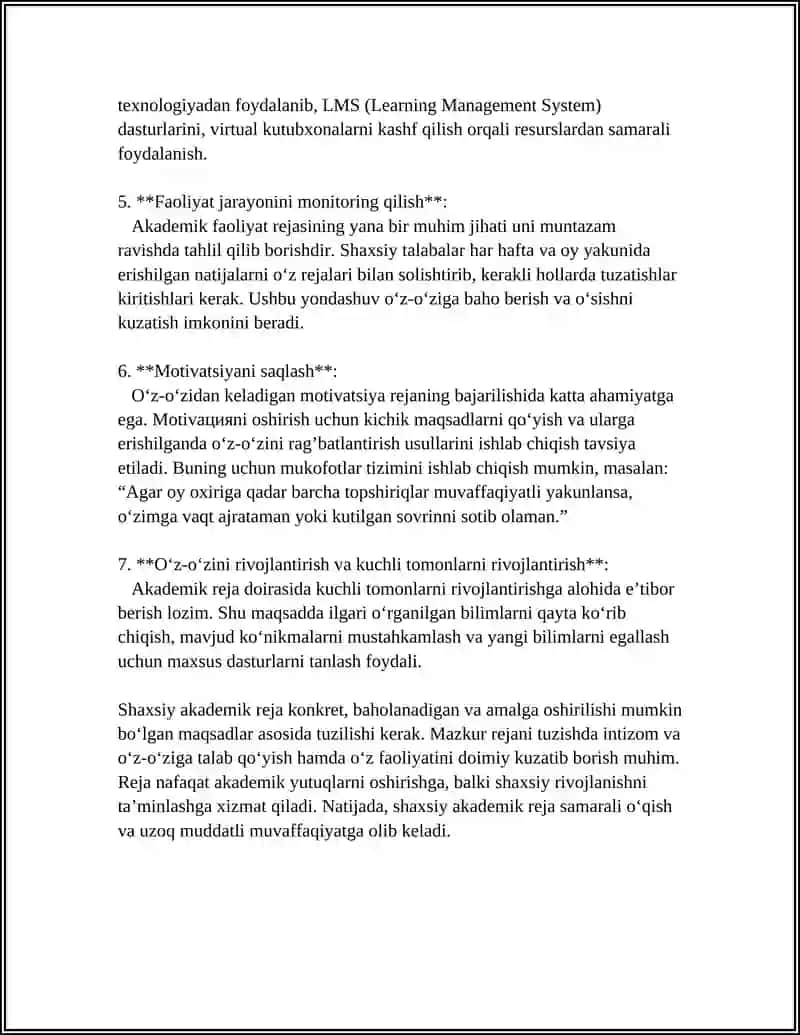 SHAXSIY AKADEMIK FAOLIYATNI YURITISH 4