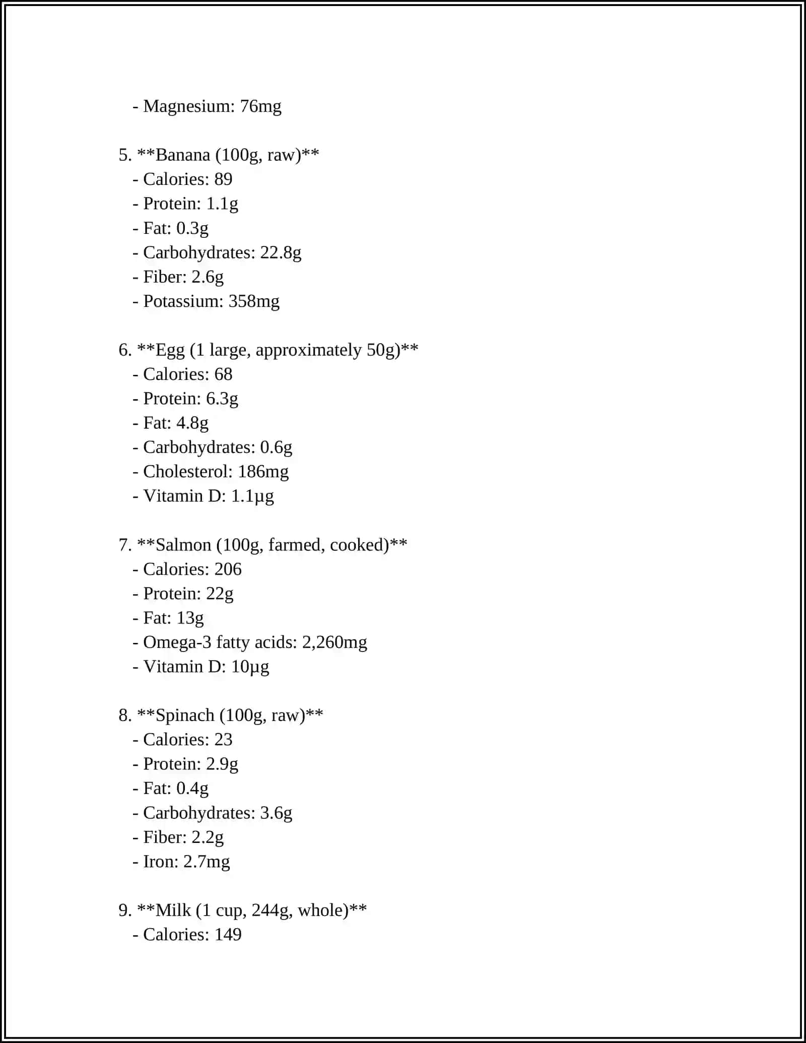 Nutritional Value of Common Foods 4