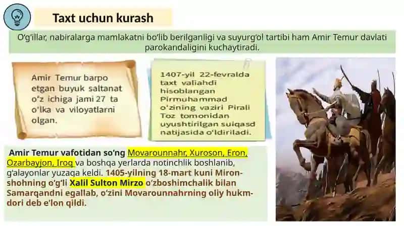 TEMURIYLAR DAVRIDA MOVAROUNNAHR VA XUROSON 4
